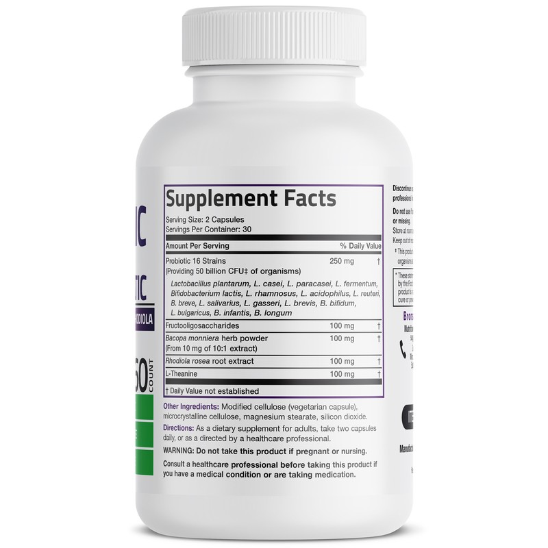 Bronson Brain + Mood Probiotic 50 Billion CFU Plus Prebiotic, 60 Veg Capsules gallery