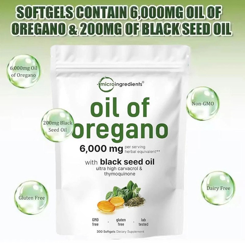 2 in 1 Oil of Oregano & Black Seed Softgels Count with Carvacrol,Immune Supports gallery