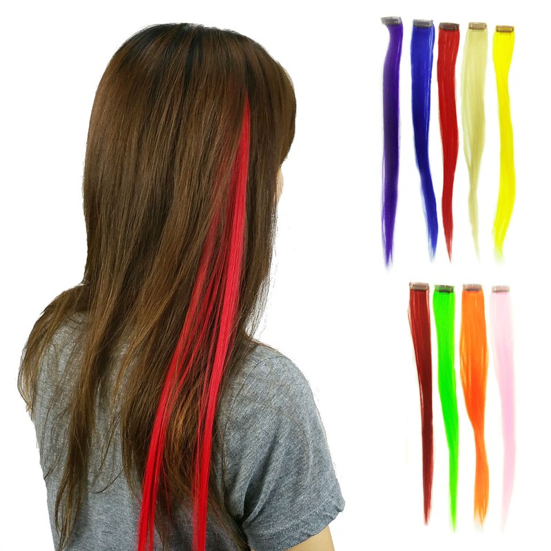 3 Assorted 20″ Long Color Synthetic Hair Extension Clip Party Cosplay
