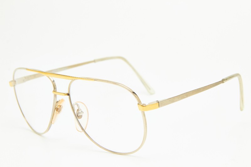 FILOS 4688 GJ 54 Silver/Gold Rocker Bicker Pilot Glasses Vintage 80s👓Unisex gallery