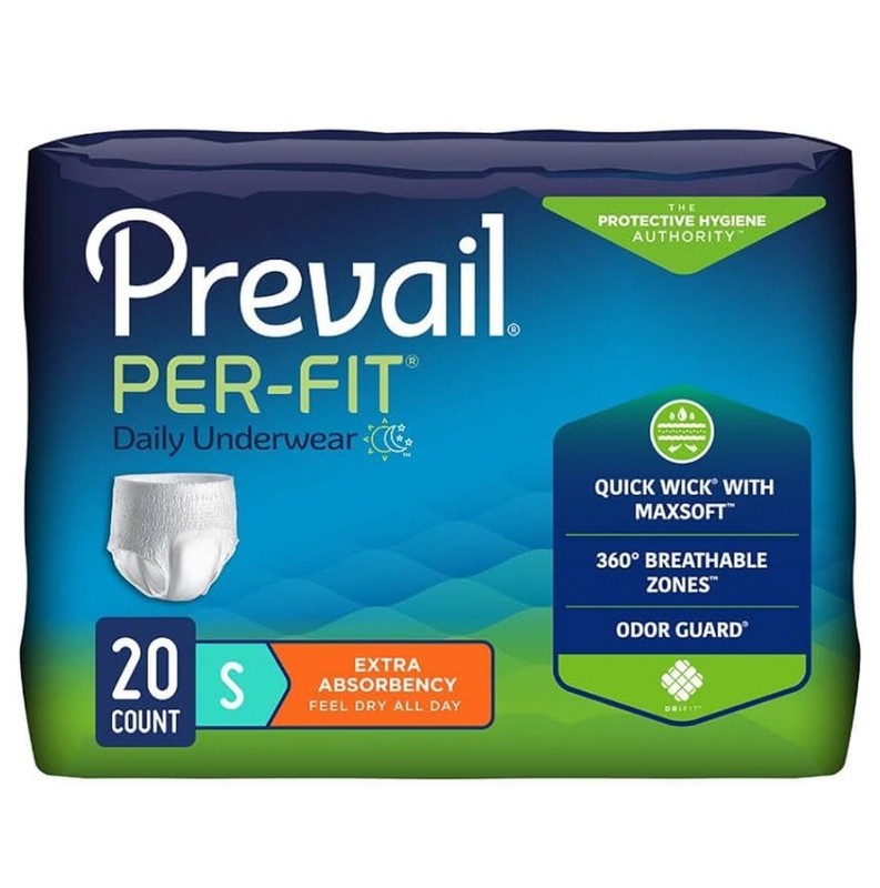 Prevail Per-Fit Daily Underwear Small 20ct Extra Absorbency Odor Guard MaxSoft