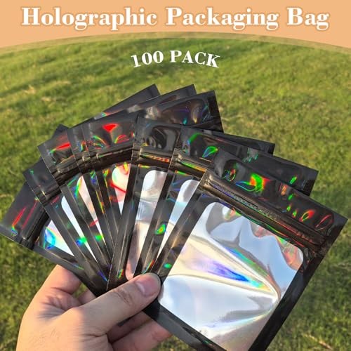 202pcs Press on Nail Packaging Bag, 100pcs Empty Holographic Pack of 202 Black gallery