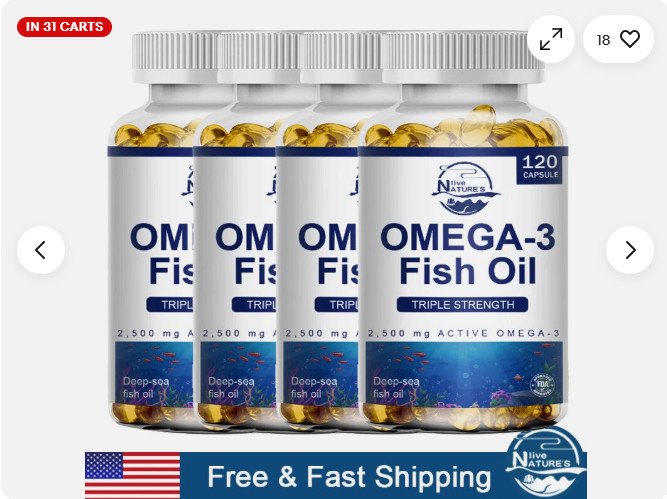 3x Strength EPA & DHA Omega 3 Fish Oil 3600mg, Highest Potency, 4 × 120 Softgels gallery