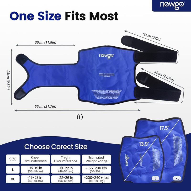 NEWGO Knee Ice Pack Wrap | Reusable Gel Cold Pack for ACL Meniscus Pain Relief gallery