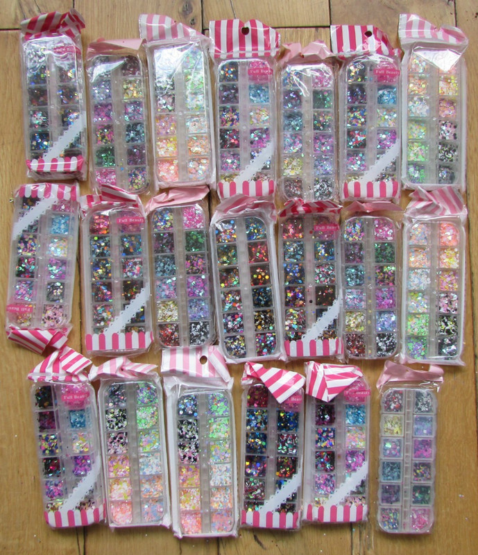Job Lot – 20 Boxes Mixed Nail Art Glitter Circles Sequins Decoration