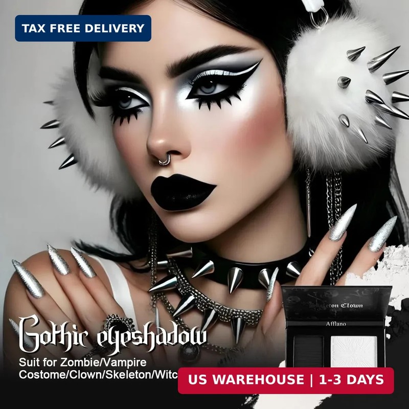 Black White Makeup Palette, White Pressed Setting Powder Goth Halloween Black Go gallery