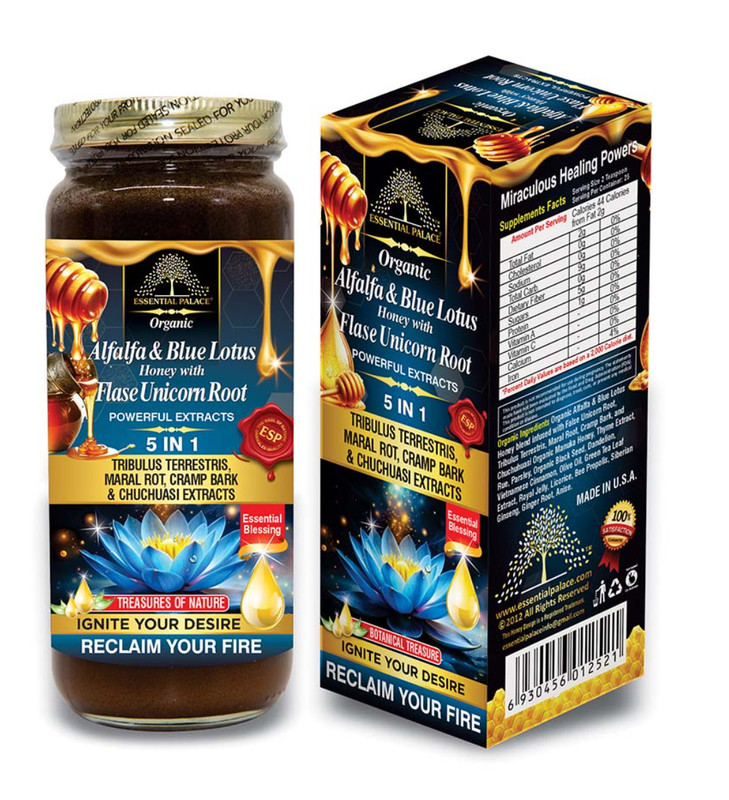 Alfalfa & Blue Lotus Honey With Flase Root Powerful Extracts By Essential Palace