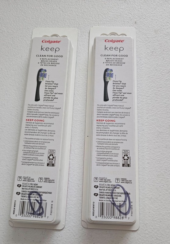 Lot of 2 Colgate Keep Deep Clean Floss-Tip Replacement Brush Heads NEW 8 Heads gallery