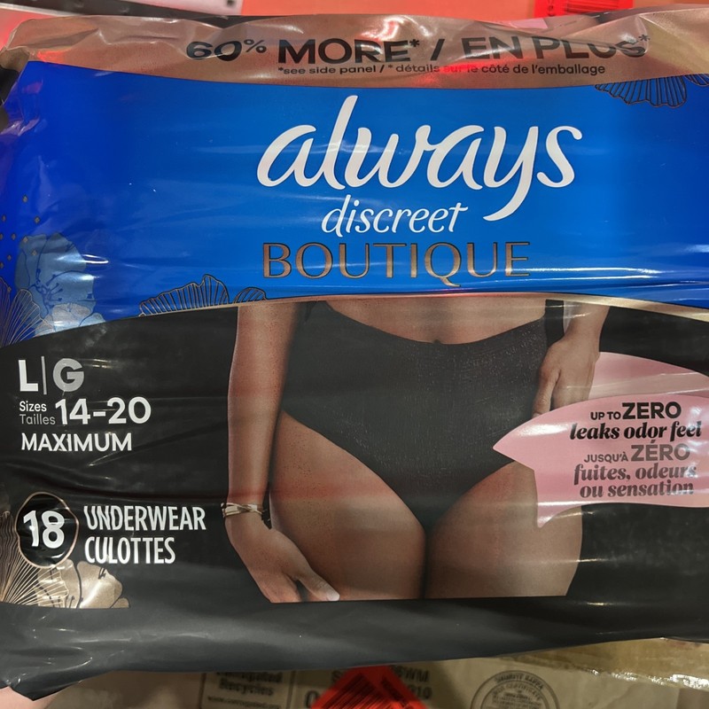 Always Discreet Boutique (10) Underware Size L/G 14-20 Maximum Lightly Scented