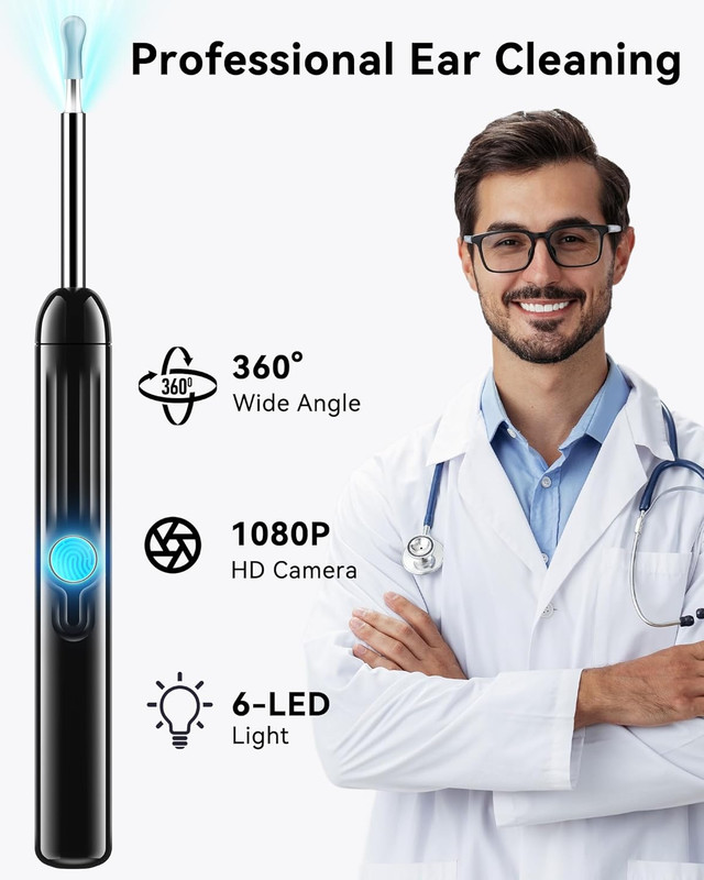 Jegoat Ear Wax Removal, 1080P HD Scope and 6 LED Lights, Ear Cleaner with Camera gallery