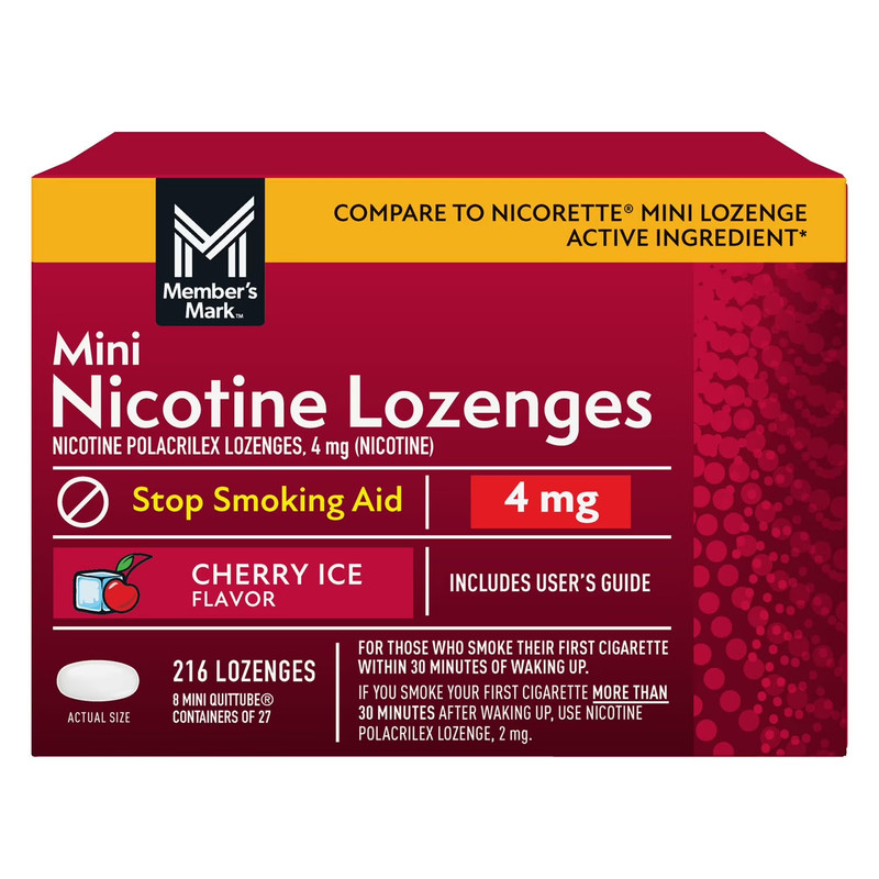 Member’s Mark Nicotine Mini Lozenge 4 MG – Cherry Flavor | 216 Count