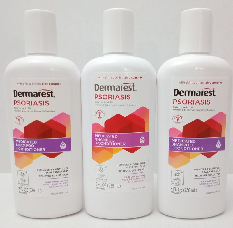 3x Dermarest Psoriasis Medicated Shampoo Plus Conditioner 236ml 8 oz EXP 11/27
