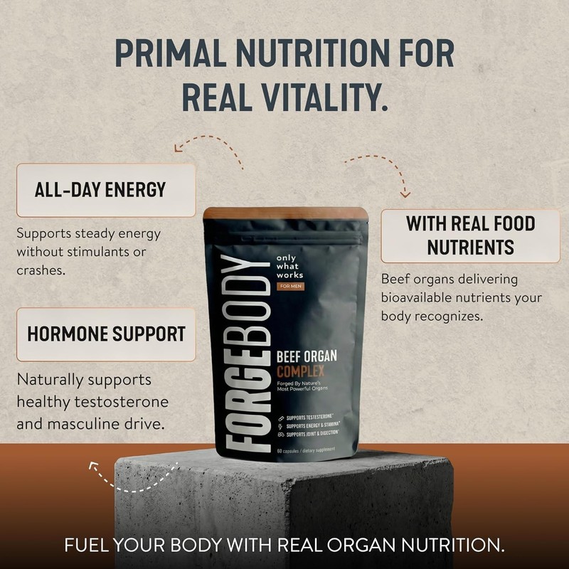 FORGEBODY® Beef Organ Complex 60 Capsules – 100% Grass Fed Beef Organ Supplement gallery