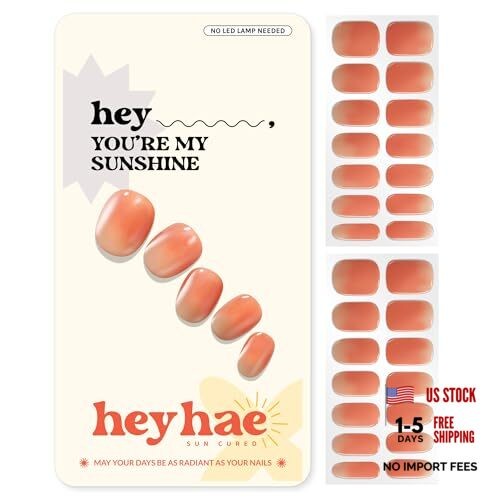 Semi Cured Gel Nail Strips | No LED Lamp Needed | Ombre, Orange, Spring |
