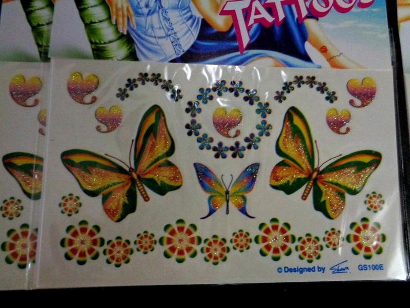 12 Sheets Lot Temporary Glitter Butterfly Tattoo Stickers Tatoo NEW USA Seller gallery