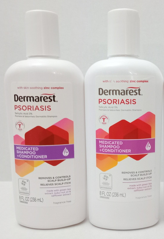 2pk Dermarest Psoriasis Medicated Shampoo Plus Conditioner 236ml 8 oz EXP 11/27