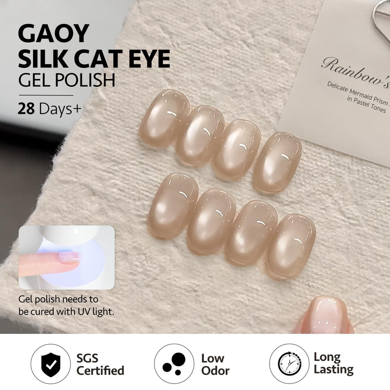 Sheer Silk Cat Eye Gel Nail Polish Set, 6 Colors Jelly Pink Blue Green Holograph gallery