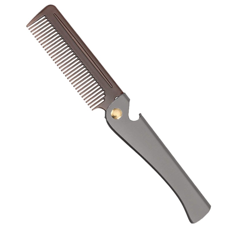 Stainless Steel Folding Comb, Pocket Comb for Men Small (Pack of 1), Black
