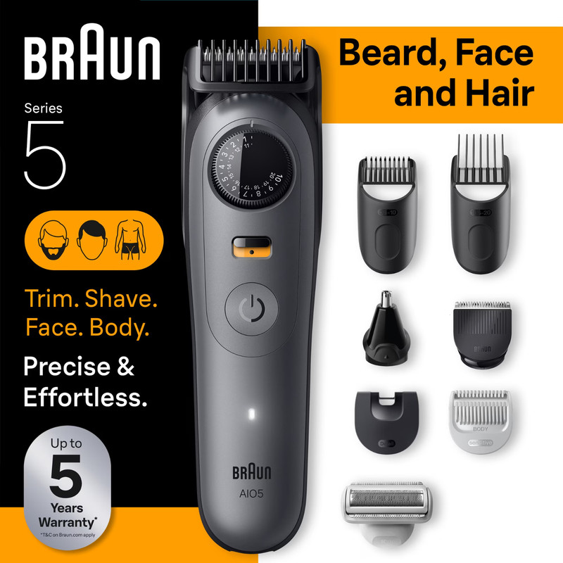 US Braun All-in-One Series 5 Trimmer Kit, 40 Lengths, Ultra Sharp Blade, AIO 551