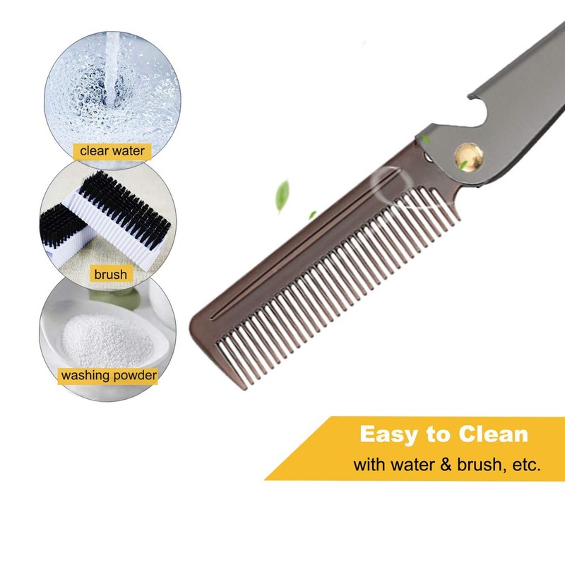 Stainless Steel Folding Comb, Pocket Comb for Men Small (Pack of 1), Black gallery