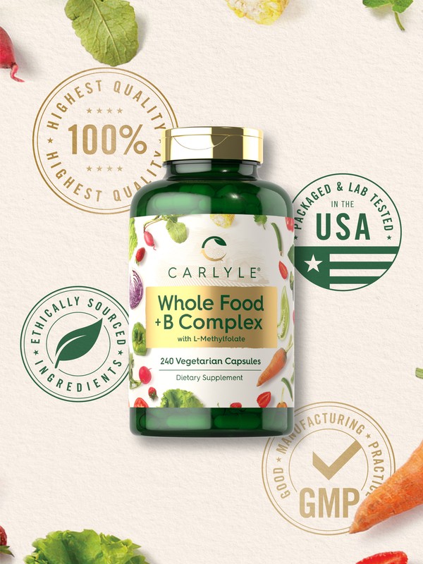 Whole Food Multivitamin with B Complex | 240 Capsules | Vegetarian | by Carlyle gallery