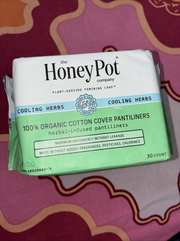 The Honey Pot Herbal Panty Liners Organic Cotton Super 30 ct