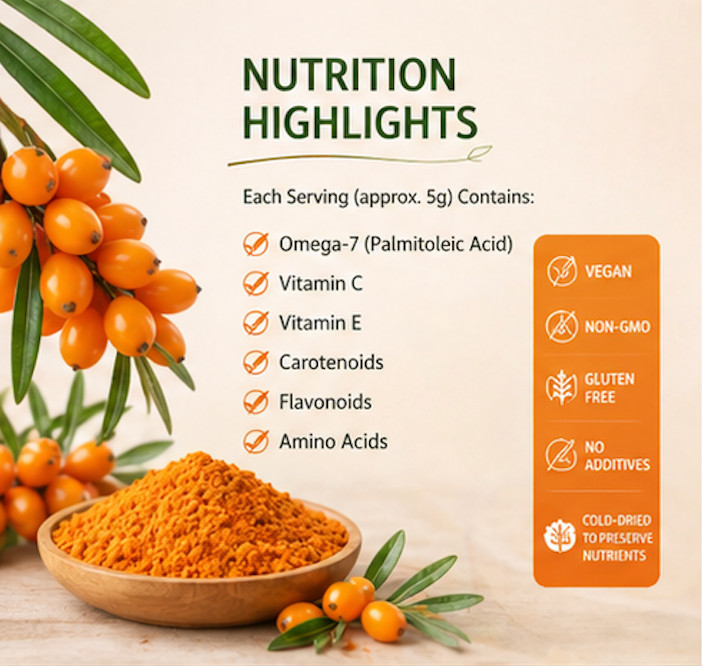 4oz Sea Buckthorn Powder Organic Super fruit | Rich in Omega-7 Vitamin C gallery