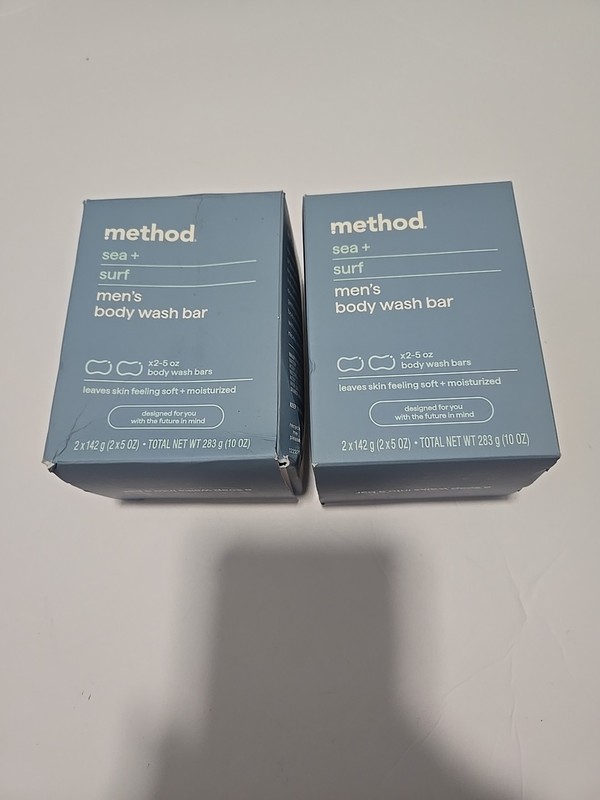 Method Sea+Surf Mens Body Wash Bar 2 Count Lot Of 2