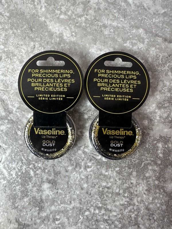 (2) Vaseline Lip Therapy GOLD DUST Limited Edition ~ Light Pink Shimmering Balm