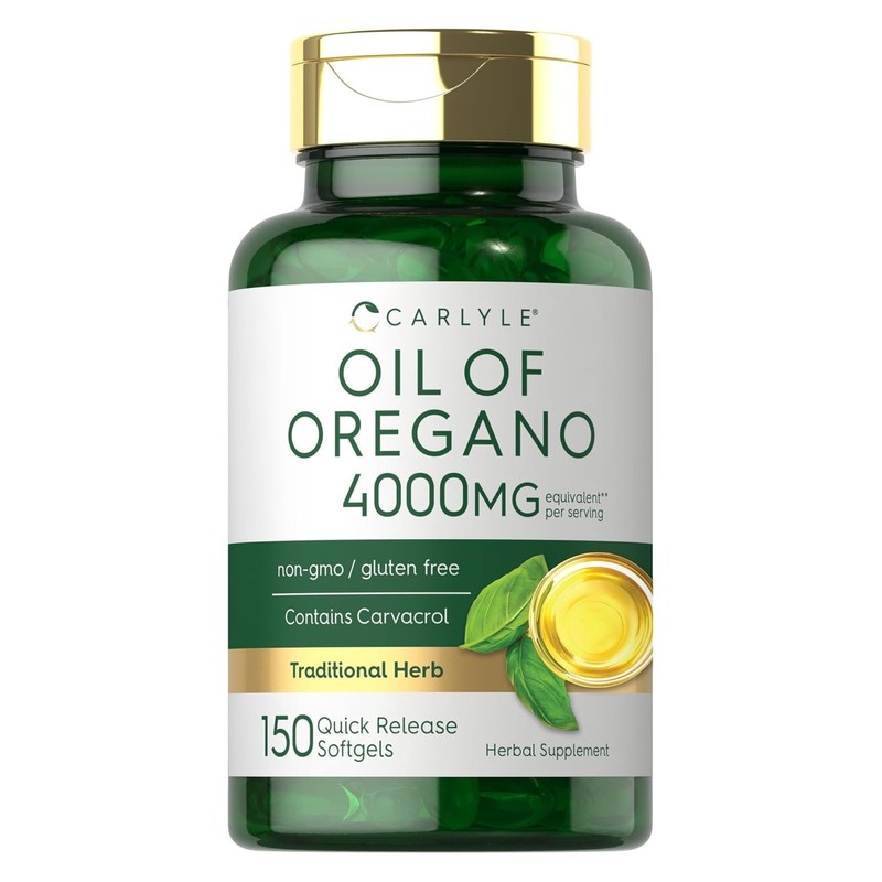 Carlyle Oregano Oil 400mg Supplement, 150 Softgels, Rich in Carvacrol, Non-GMO &
