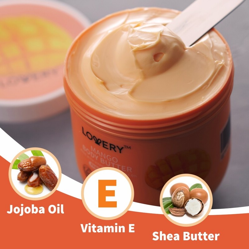 Lovery Mango Whipped Body Butter - 12oz Ultra-Hydrating Shea Butter Body Cream gallery