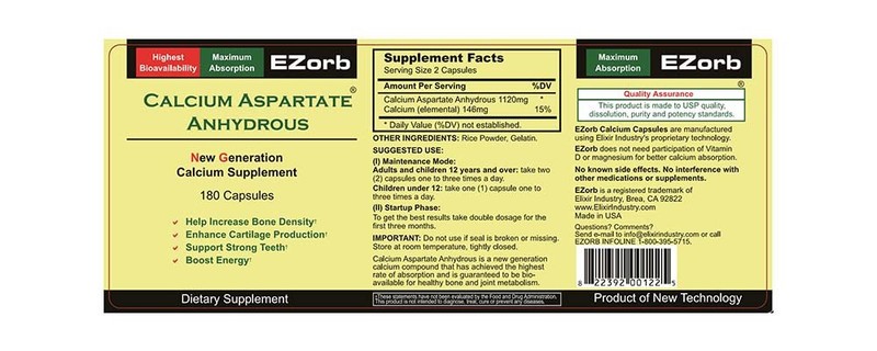 Ezorb Calcium Capsules for Bone Joint and Muscle Health - 180 Count gallery