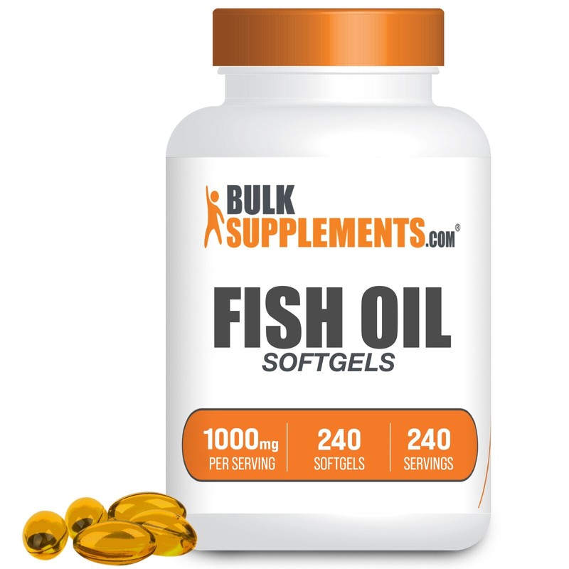 BulkSupplements Fish Oil – 240 Softgels – 1 g Per Serving – Includes Omega-3
