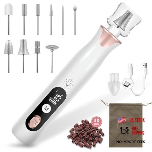 Electric Nail Drill File, Cordless Electric Nail Filer Buffer with Nail Drill