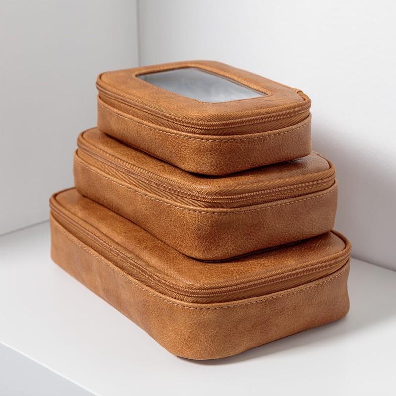 THIRTY ONE CLEAR CASE TRIO Caramel Distressed Pebble Brand New