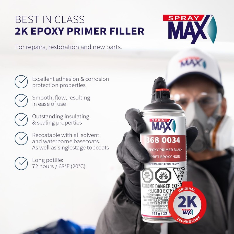 SprayMax 2K Epoxy Primer Black | 2K Primer Automotive | Epoxy Spray Paint for... gallery