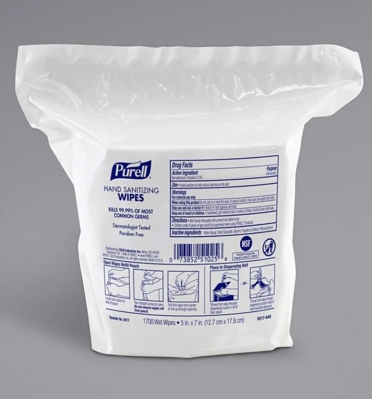 1700 COUNT! PURELL HAND SANITIZING WIPES REFILL PACK Alcohol Free Kills 99.99%