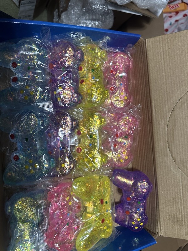 Gel Glitter Squeeze Stress Reliever Toy, Multicolor, 4in x 4in x 2in