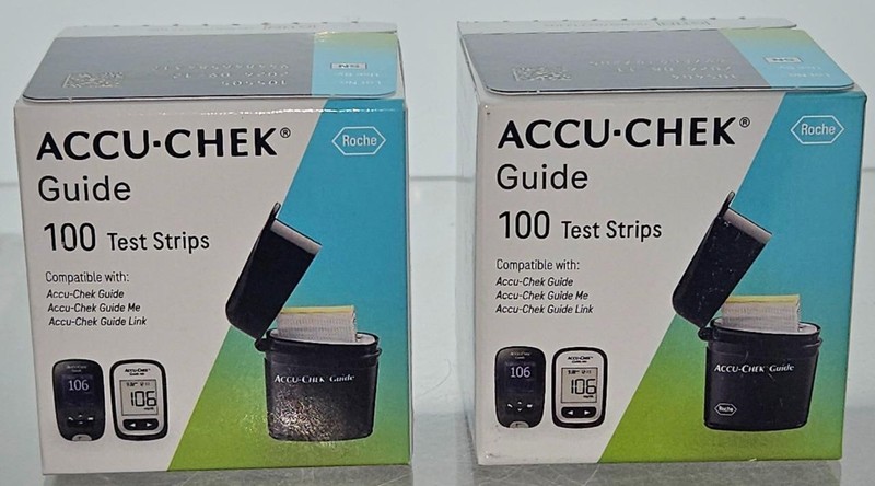 200 Accu-Chek Guide Test Strips 2 boxes of 100 Free Shipping Exp 10/2026+