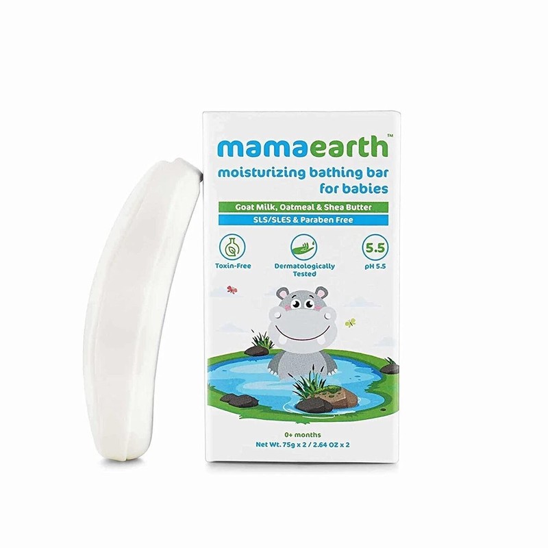 Mamaearth Moisturizing Baby Bathing Soap Bar pH 5.5 With Goat Milk & Oatmeal X 5