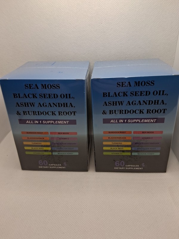 Lot of 2 Black Seed Oil Ashw Agandha&burdock Root All In 1 Supplement Exp 5/2/28