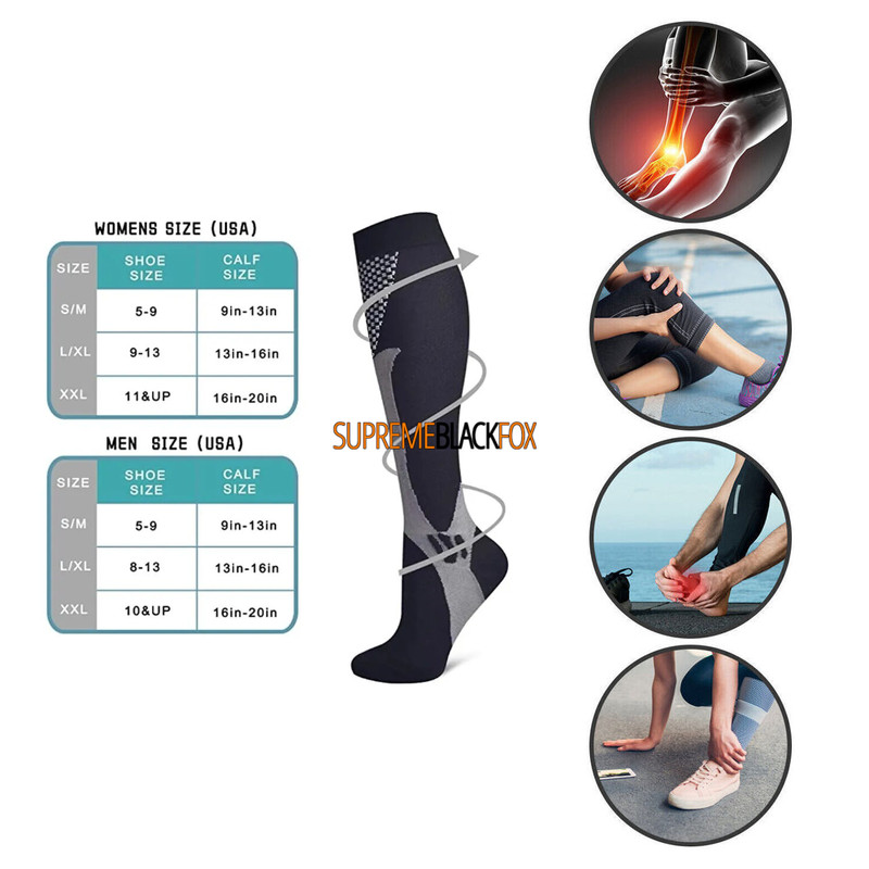 US Mens Compression Socks 20-30 mmhg Sports Knee High For Running Fitness Winter gallery