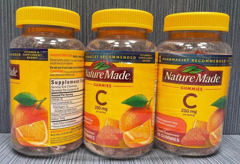 3 Pack x Nature Made Vitamin C Gummies 80 x 250 mg Gummies Per Bottle EXP 9/2027