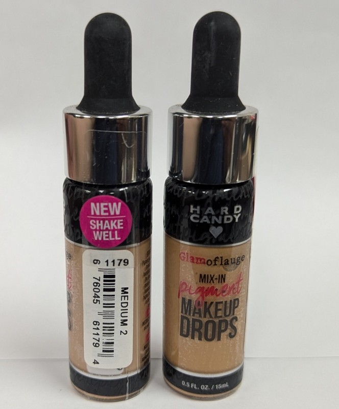 2PCS HARD CANDY GLAMOFLAUGE MIX-IN PIGMENT MAKEUP DROPS #1179 MEDIUM 2 – 0.5floz