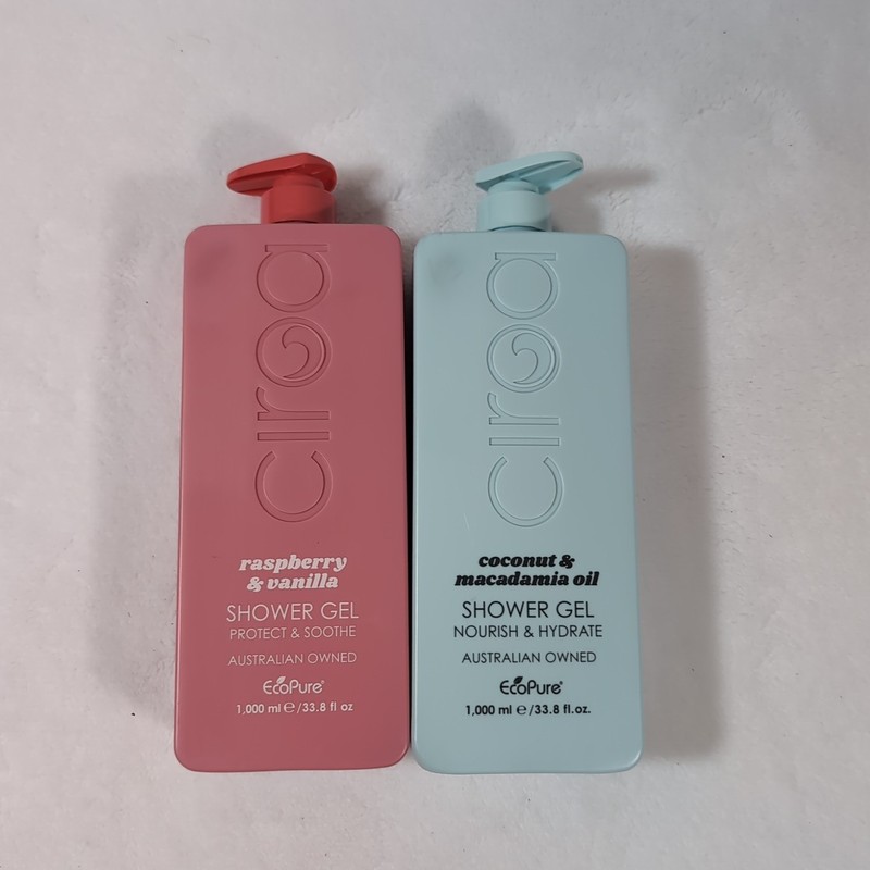 Ciroa Shower Gel ~ Coconut Macadamia Oil & Raspberry Jumbo 2 Pack 33.8 fl oz