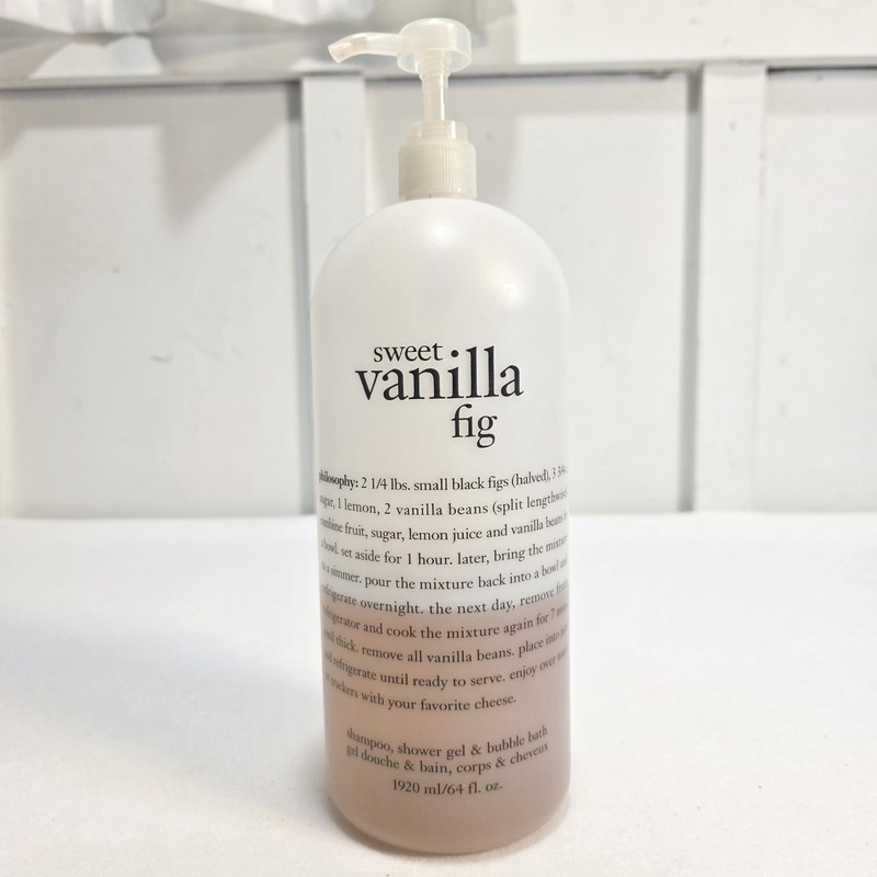 Philosophy Sweet Vanilla Fig Shampoo Shower Gel Bubble Bath 32 oz Pump Read