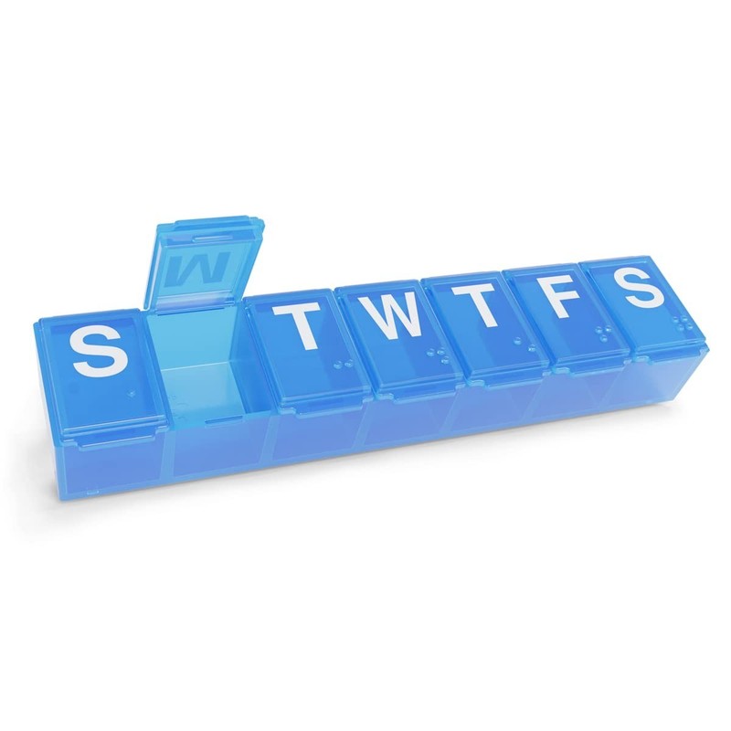 Compact 7-Day Pill Organizer in Blue - Perfect for Vitamins and Medications gallery