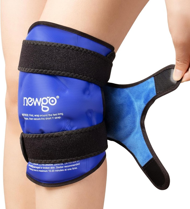 NEWGO Knee Ice Pack Wrap | Reusable Gel Cold Pack for ACL Meniscus Pain Relief