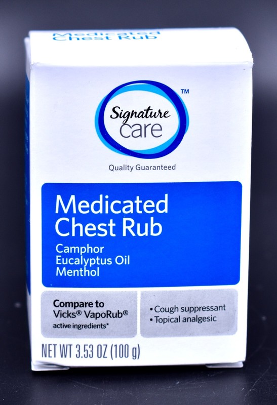 Signature Care Medicated Chest Rub,Camphor,Eucalyptus Oil,Menthol,3.53 oz.