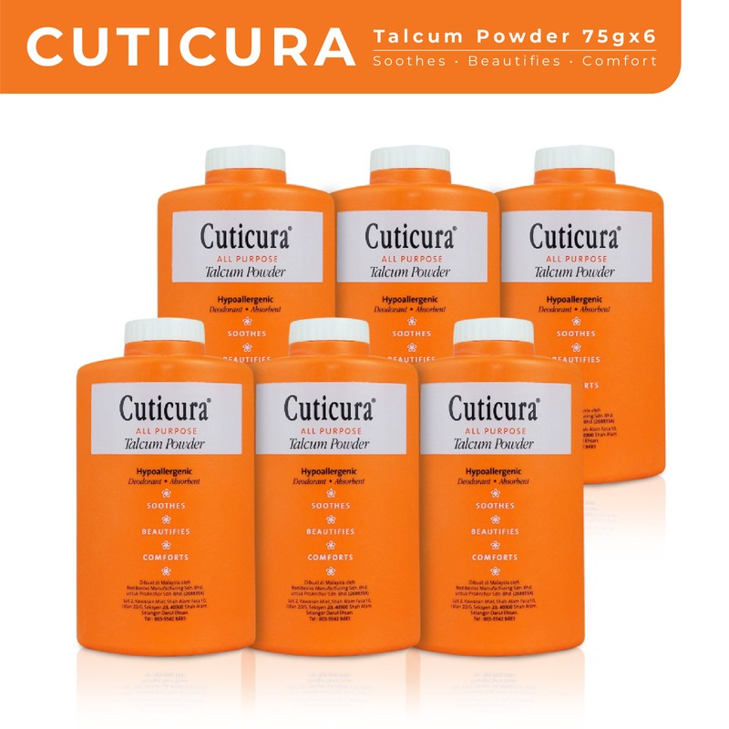 6x 2.6oz Cuticura Talc Body Baby Powder | Prevent Rash & Absorb Excess Moisture
